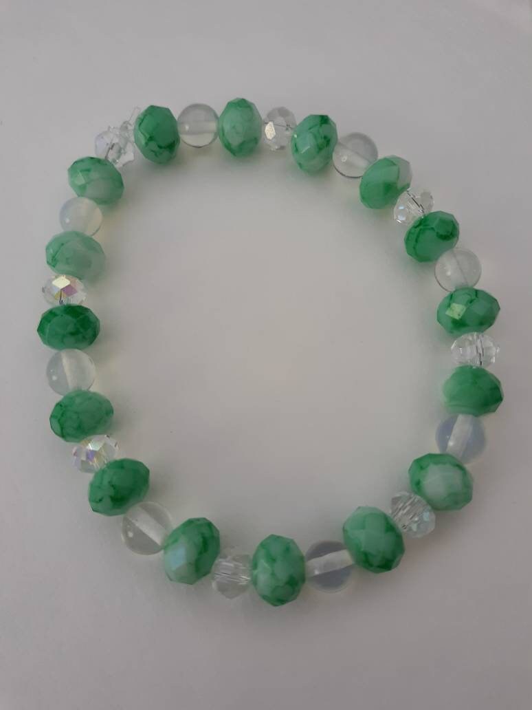 Neon Collection: Green Marbled Sparkly Bracelet