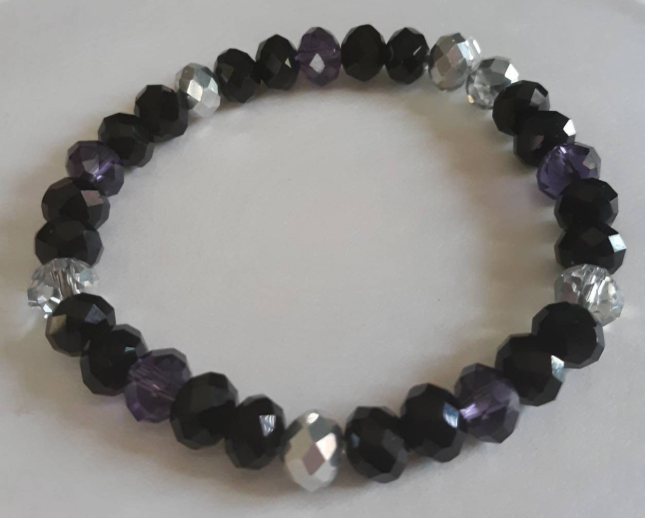 Glam Collection: Black, Purple, and silver Bracelet