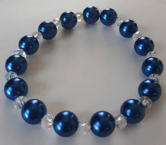 Color Blast Collection: Blue and clear Beaded Bracelet