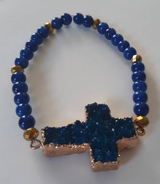 Crystal Collection: Blue Cross Crystal Bracelet