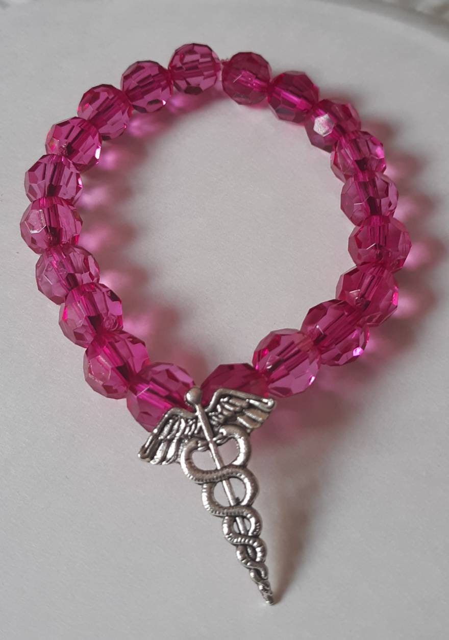 Healthcare Heroes Collection: Pink Sparkle Healthcare symbol Bracelet