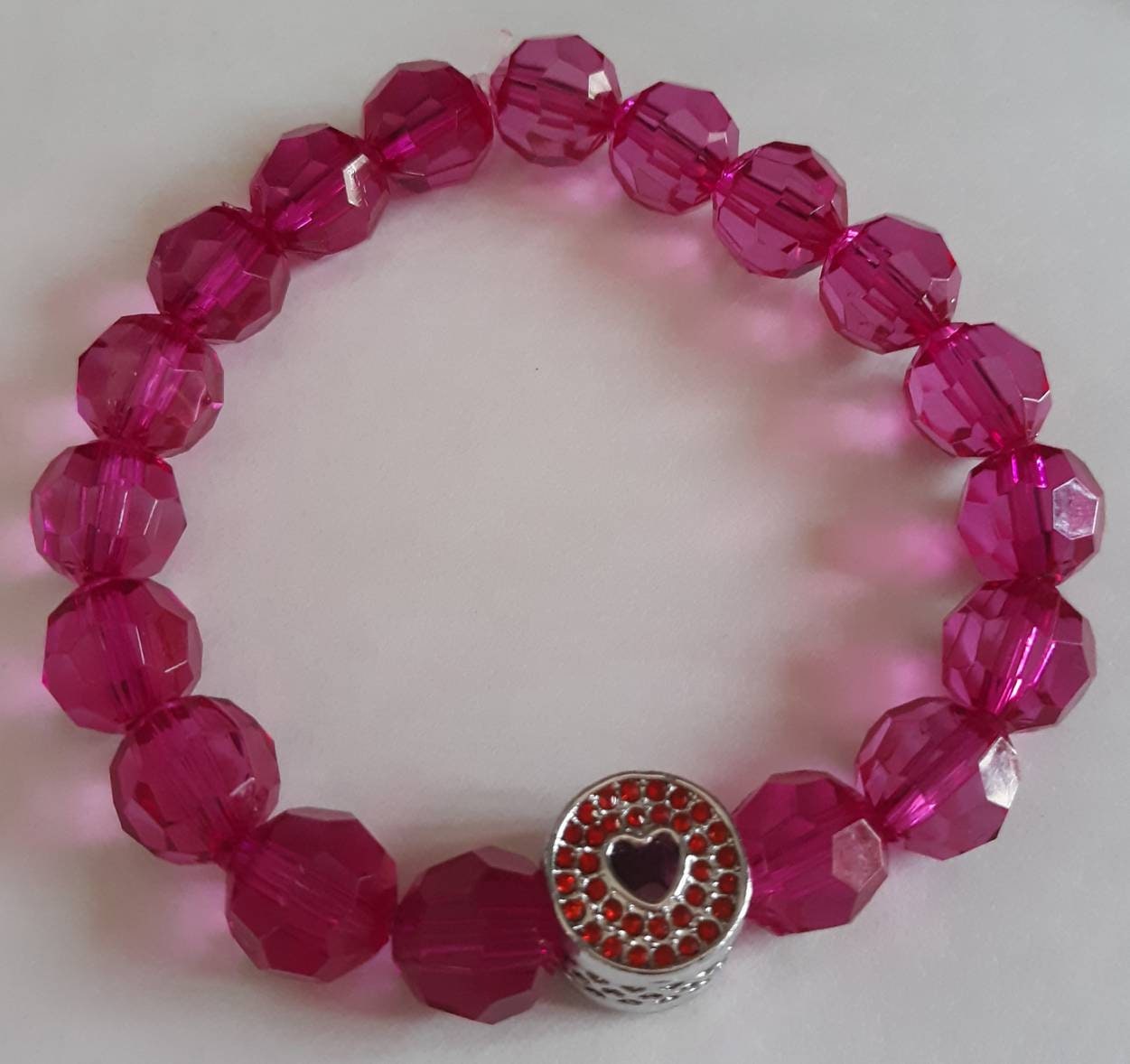 Pink Valentine's Day Heart Charm Bracelet