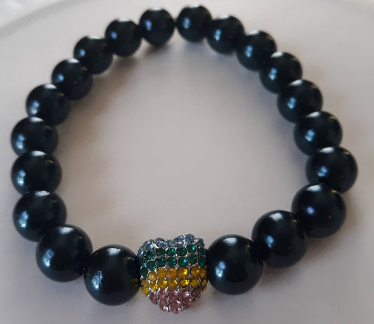 Color Blast Collection: Black Sparkly colorful Heart bracelet