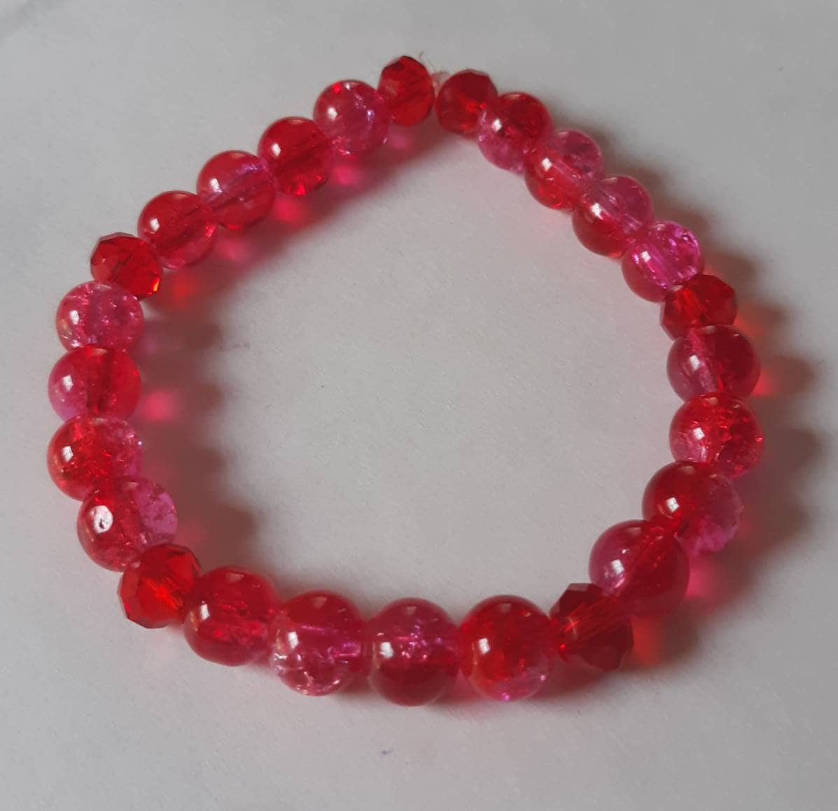 Pink and Red Crackle Bracelets