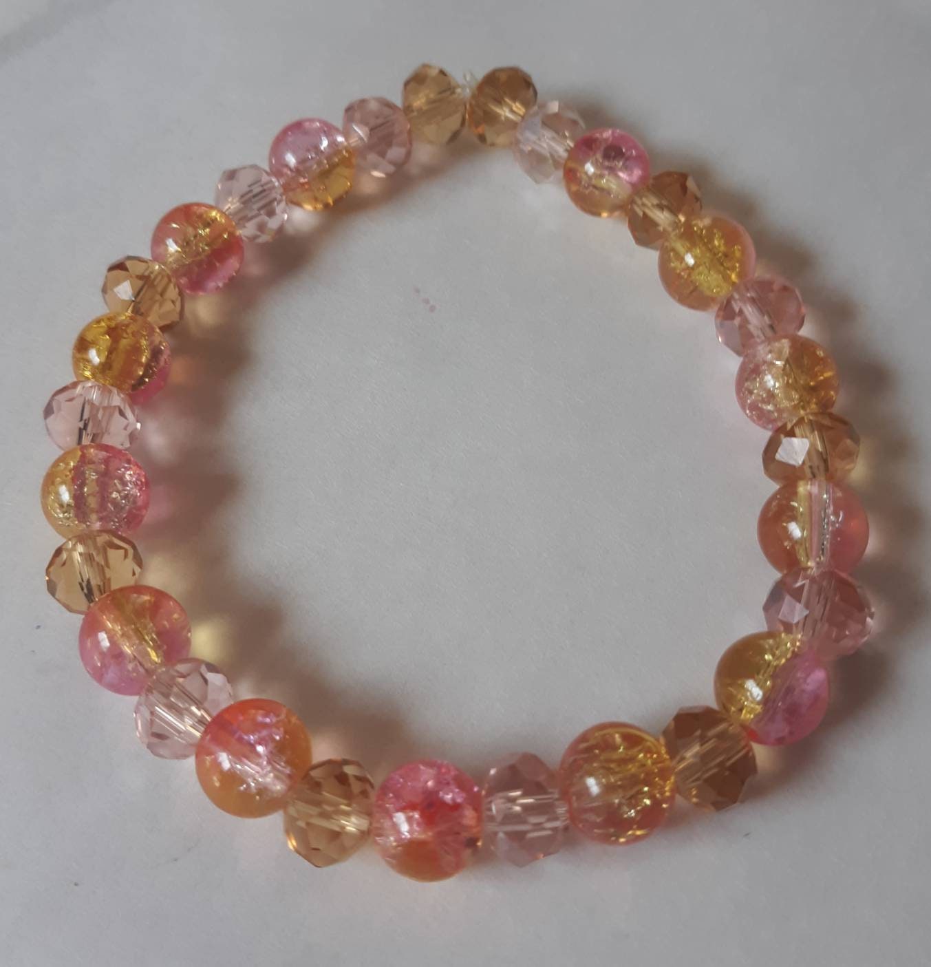 Pink and Orange crackle sparkle Bracelet