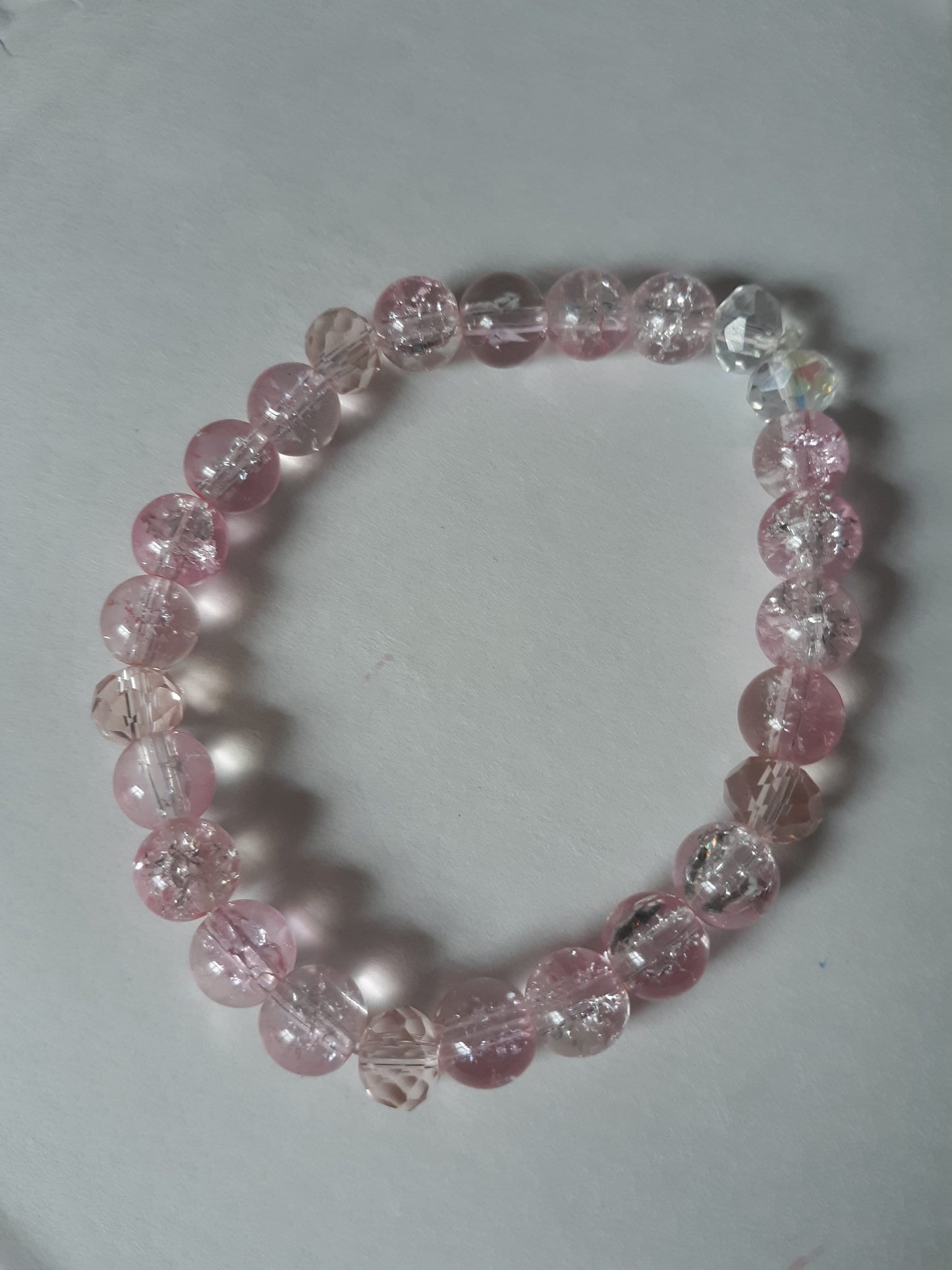 Pink and clear crackle Sparkle Bracelet