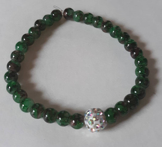 Earth Tones Collection: Green Marbled Sparkle Bracelet