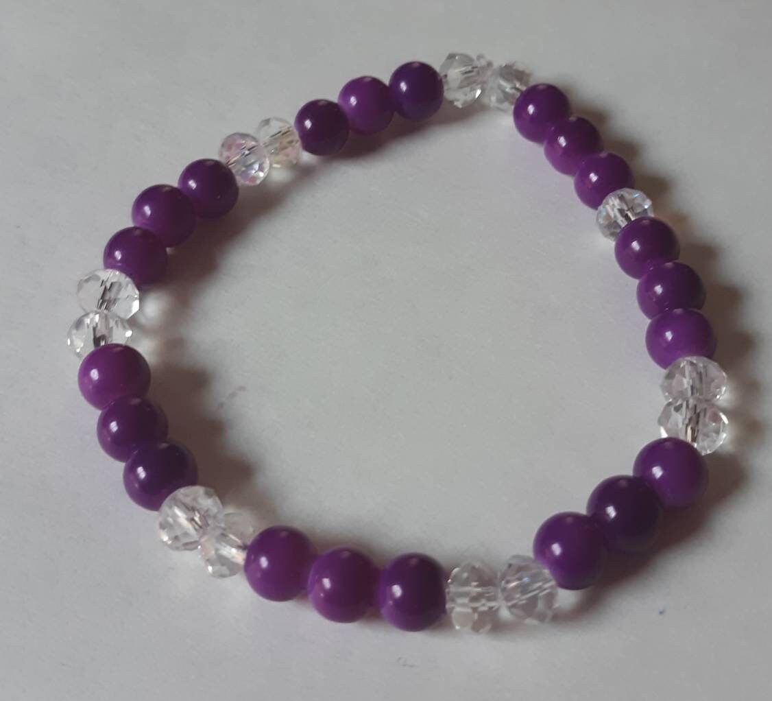 Purple and Clear Sparkle Bracelet