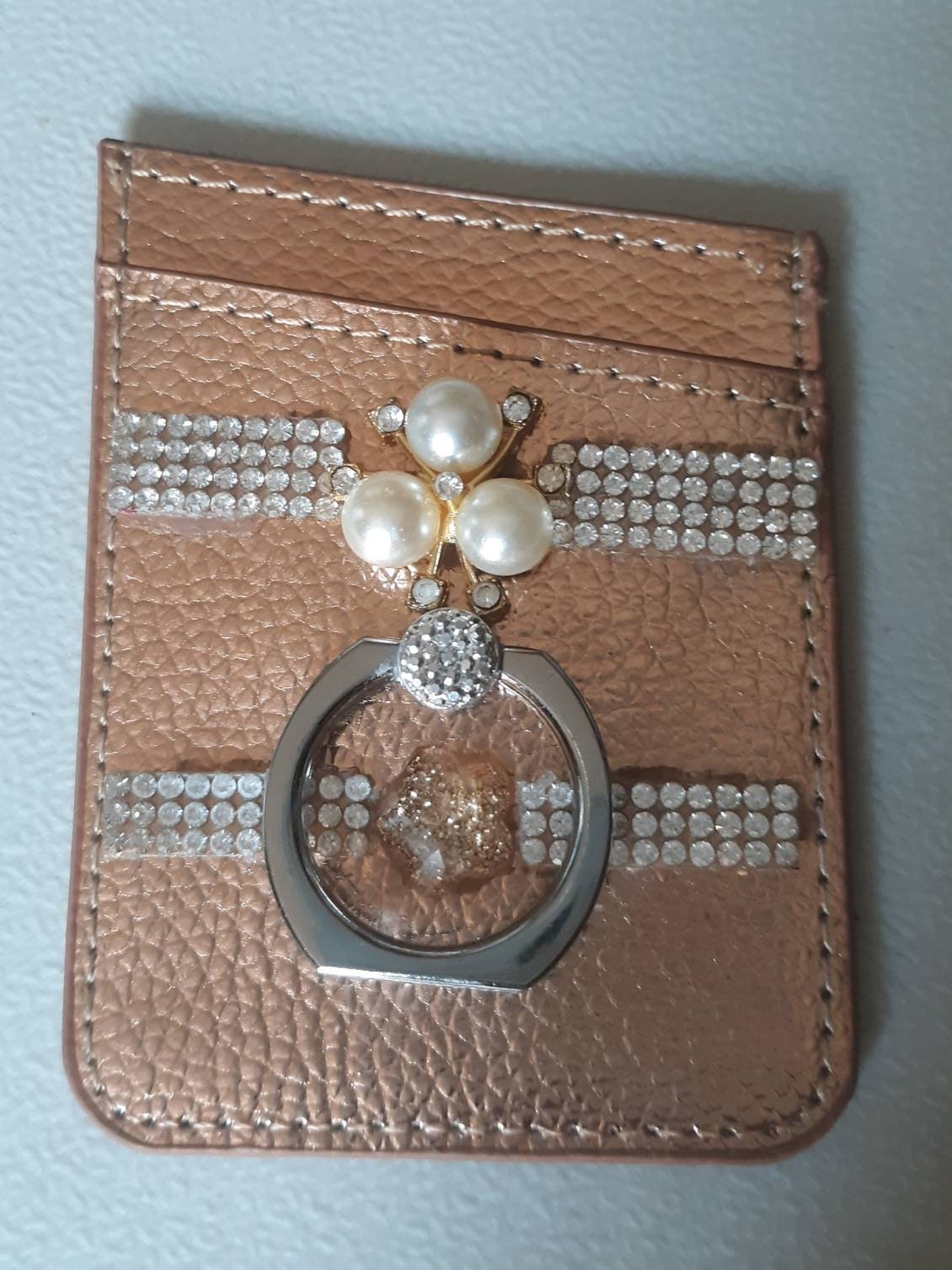 Pearl Flower Bling Phone Wallet