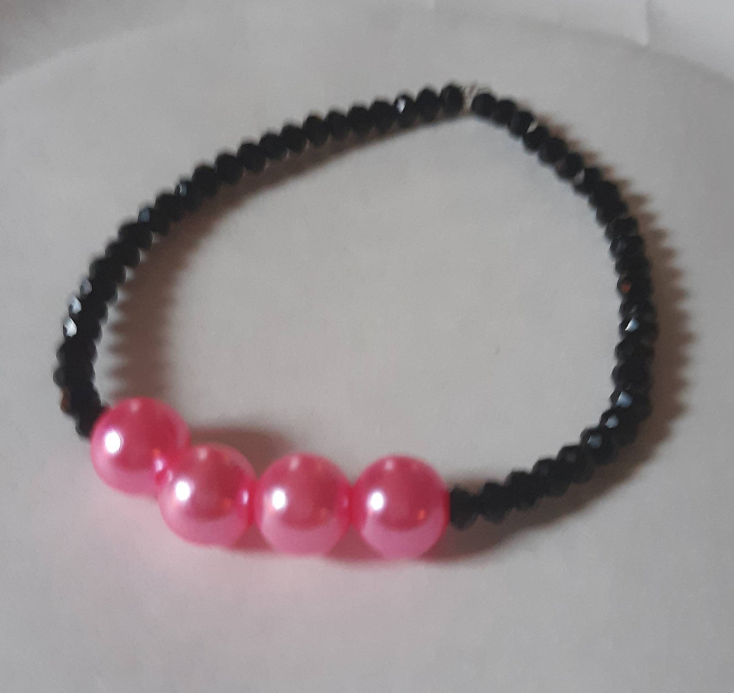 Faux Pearl and Sparkly Black Bracelets