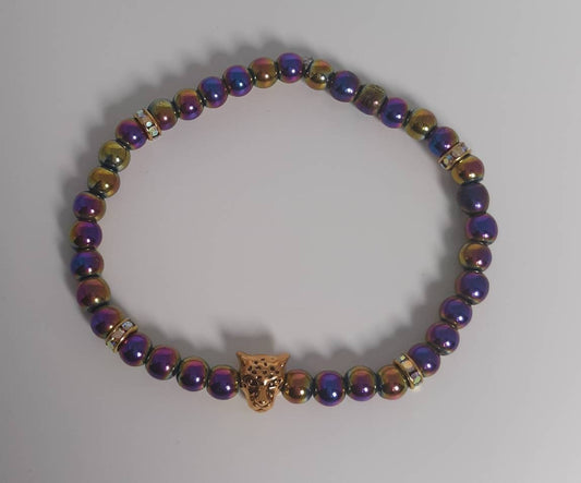 Purple/Orange/Gold/Blue Iridescent Cheetah Bracelet