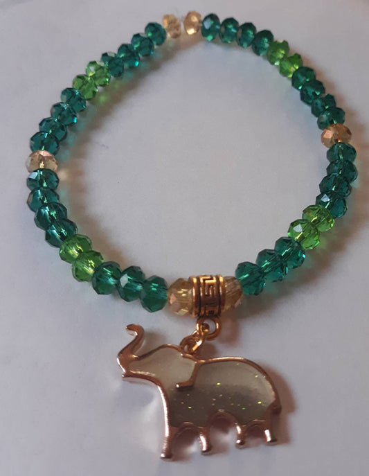 Green Elephant Charm Bracelet