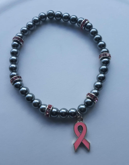 Sliver Breast Cancer Awareness Bracelet