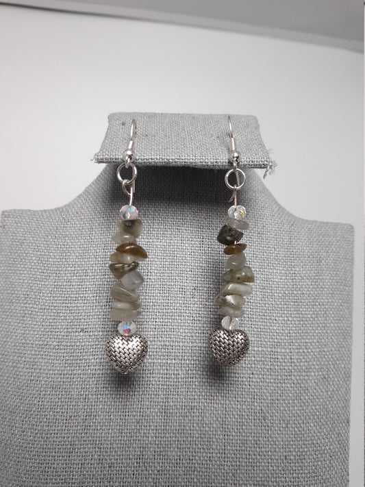 Casual Natural Stone Heart Earrings