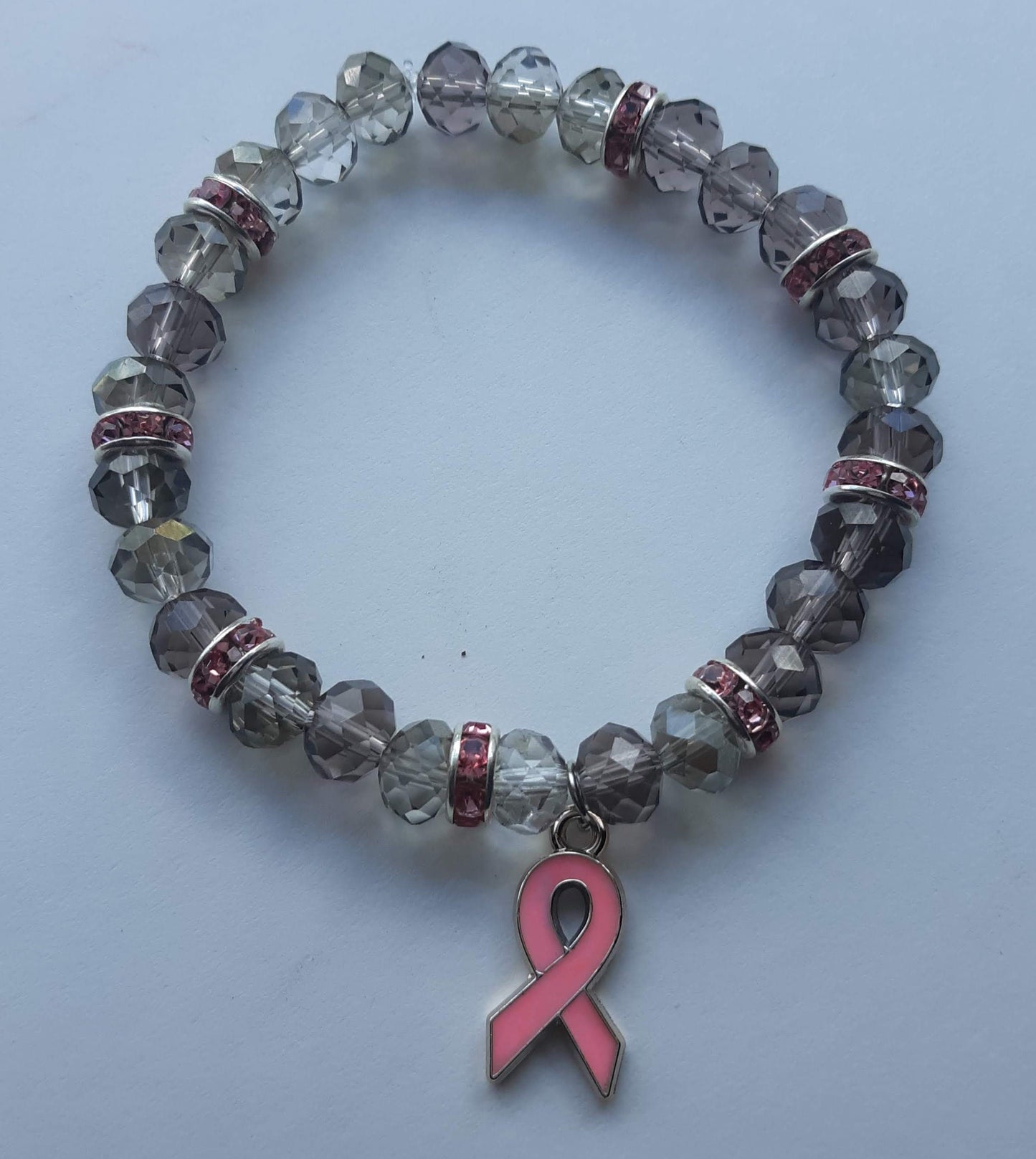 Sliver Gray Breast Cancer Awareness Bracelet