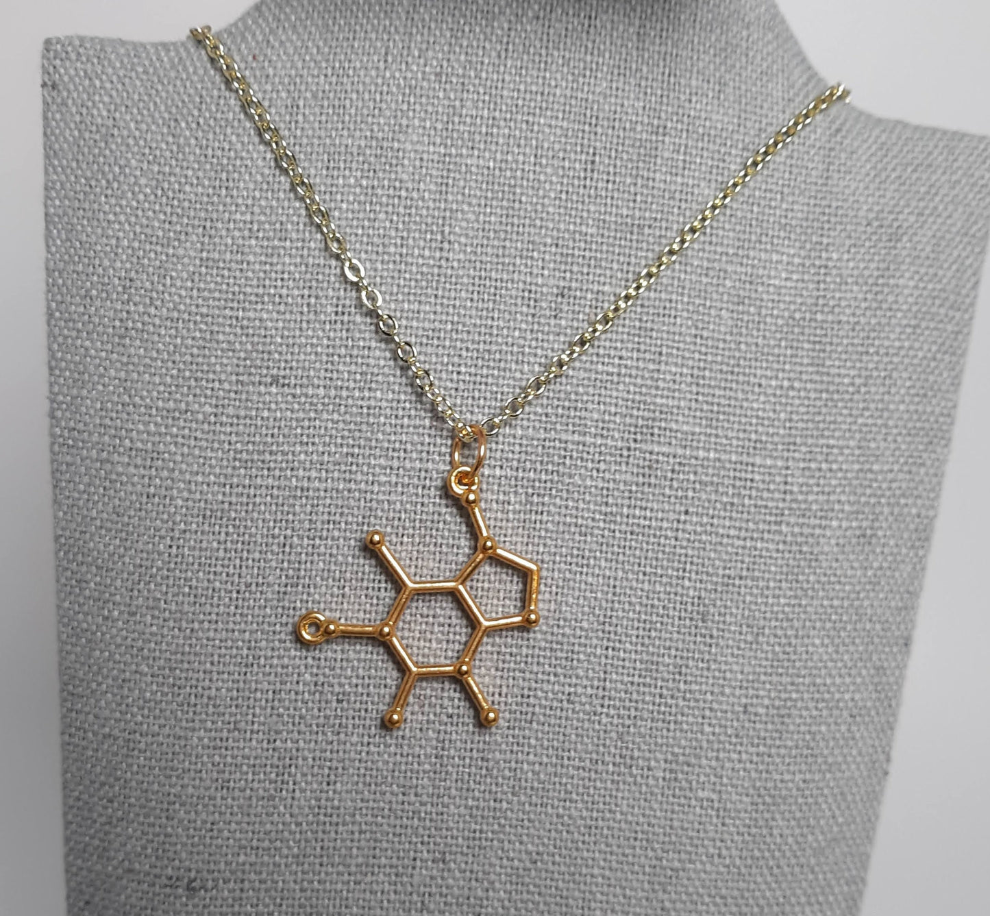 Gold Caffine Molecule Necklace