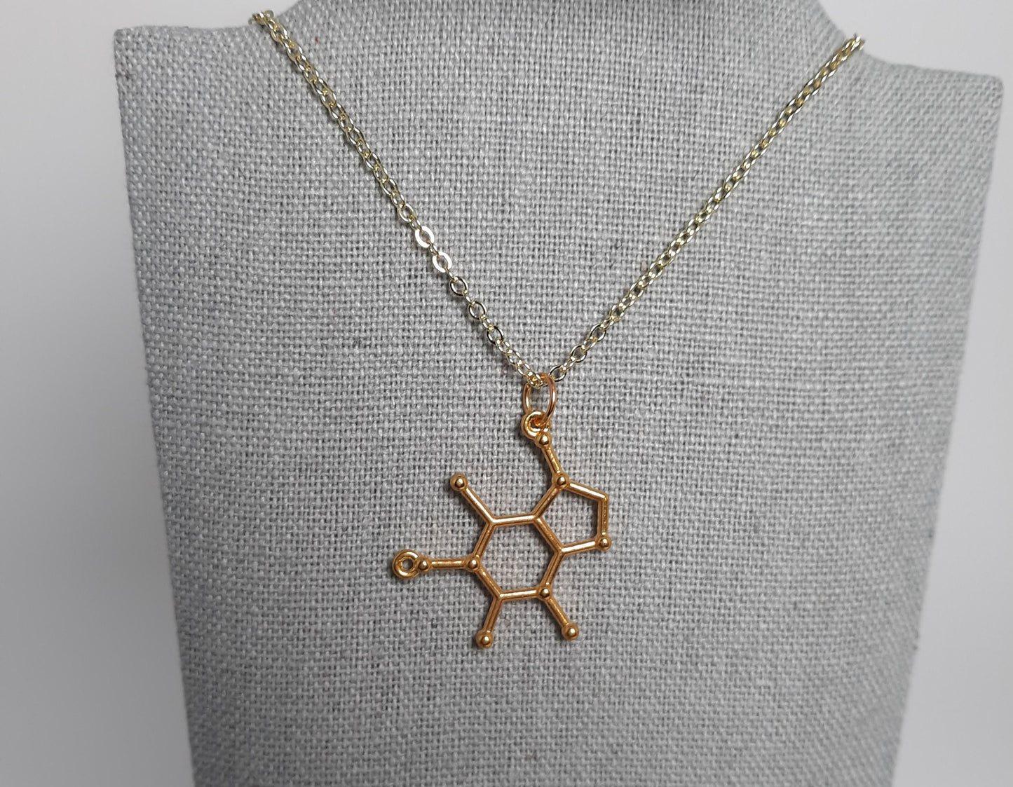 Gold Caffine Molecule Necklace