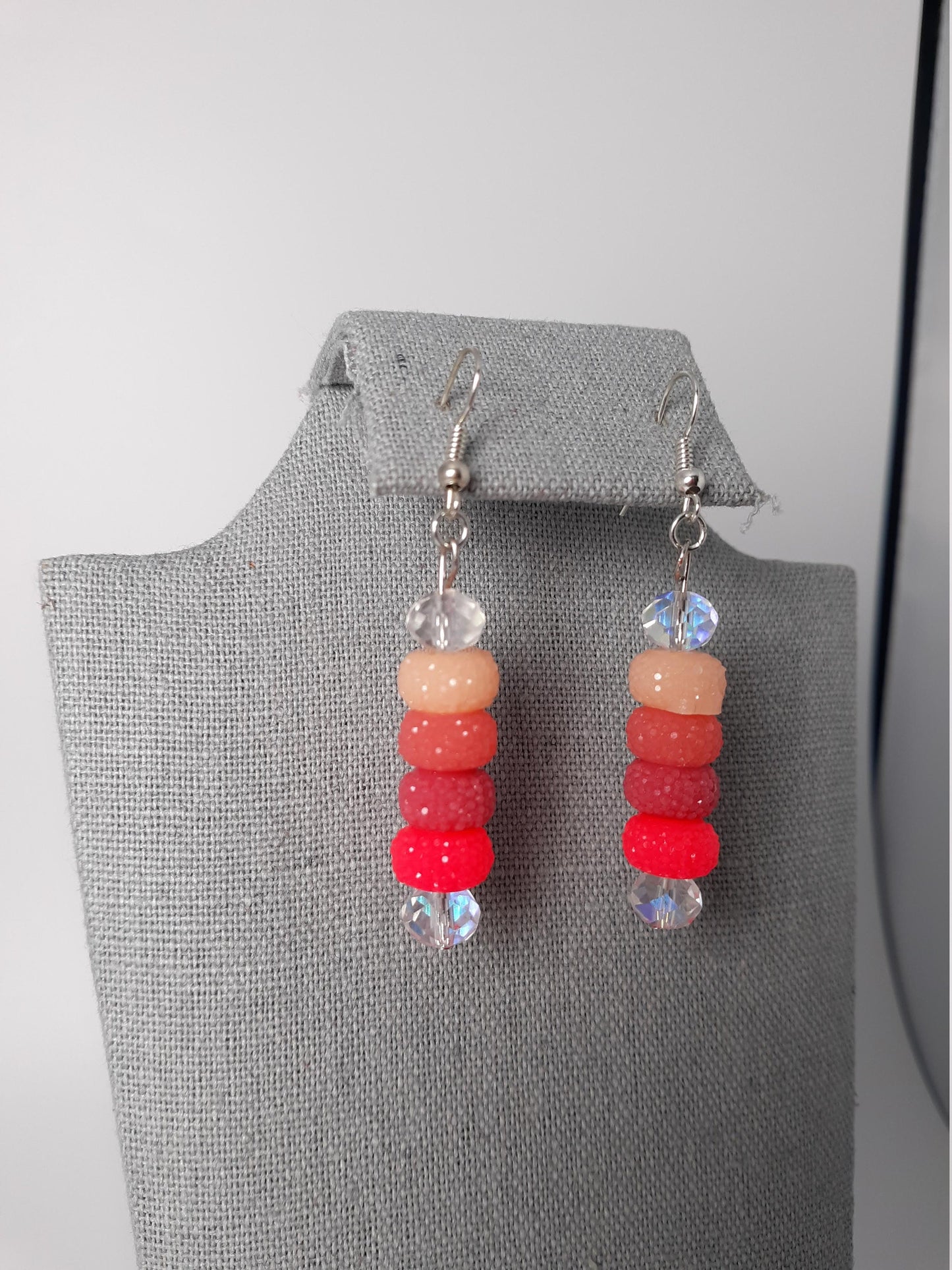 Sparkly Pink and Peach Dangle Earrings