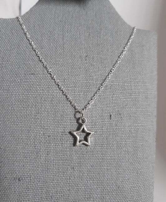 Silver Small Star Charm Necklace