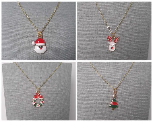 Gold Christmas Charm Necklaces