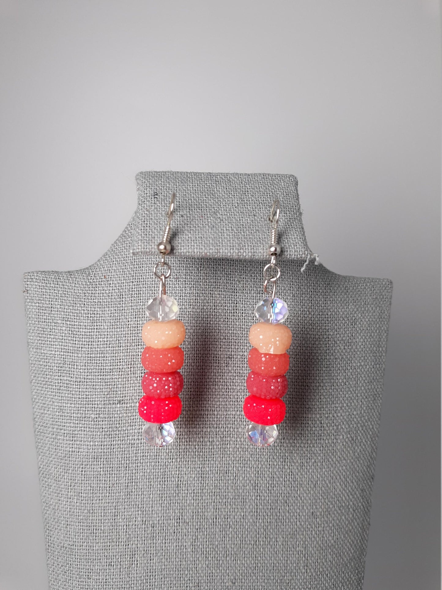 Sparkly Pink and Peach Dangle Earrings