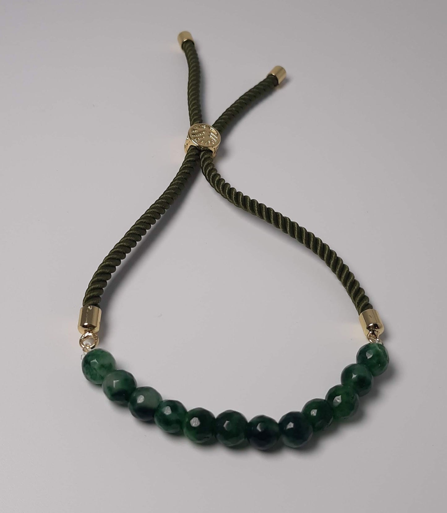 Men's Green Beaded Slider Bracelet