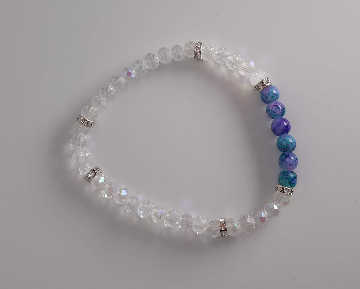 Sparkly Clear and Blue Marbled Bracelet