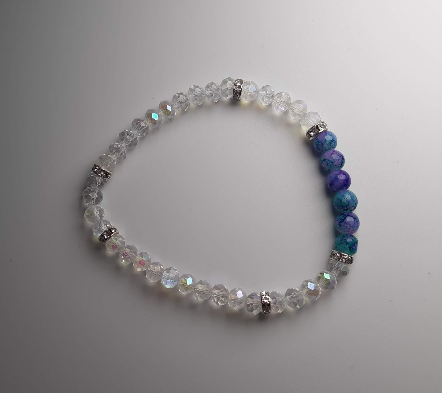 Sparkly Clear and Blue Marbled Bracelet