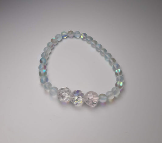 Clear Iridescent Sparkle Beaded Bracelet