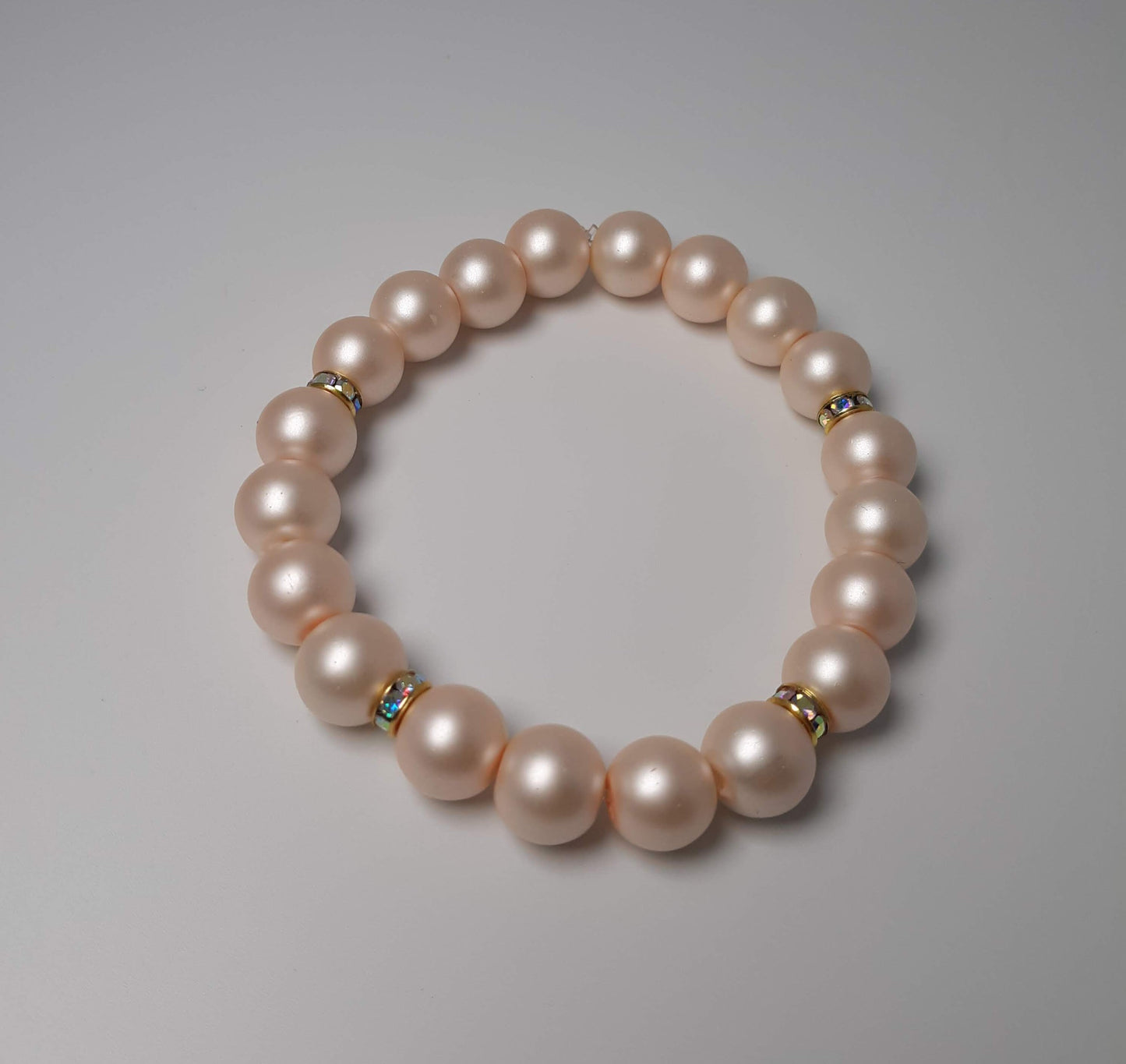 Cream Pearl Sparkly Beaded Bracelet Large Beads 8mm