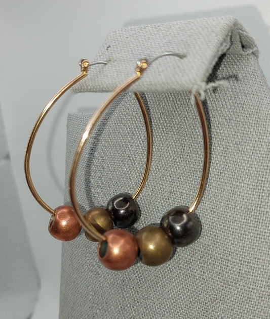 Bronze Beaded Hoop Earrings