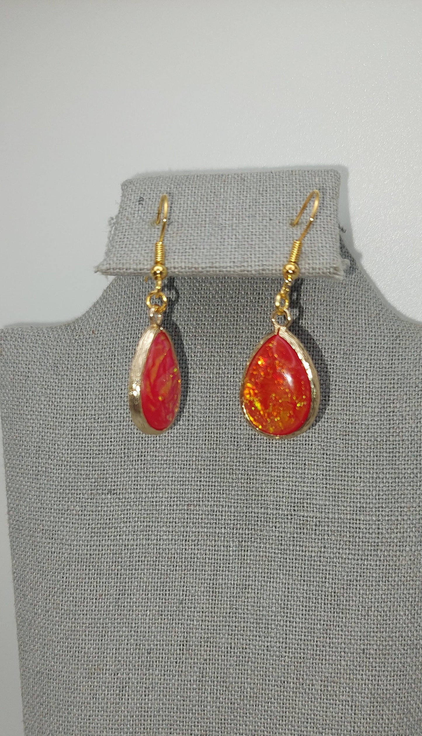 Red Opal Teardrop Earrings