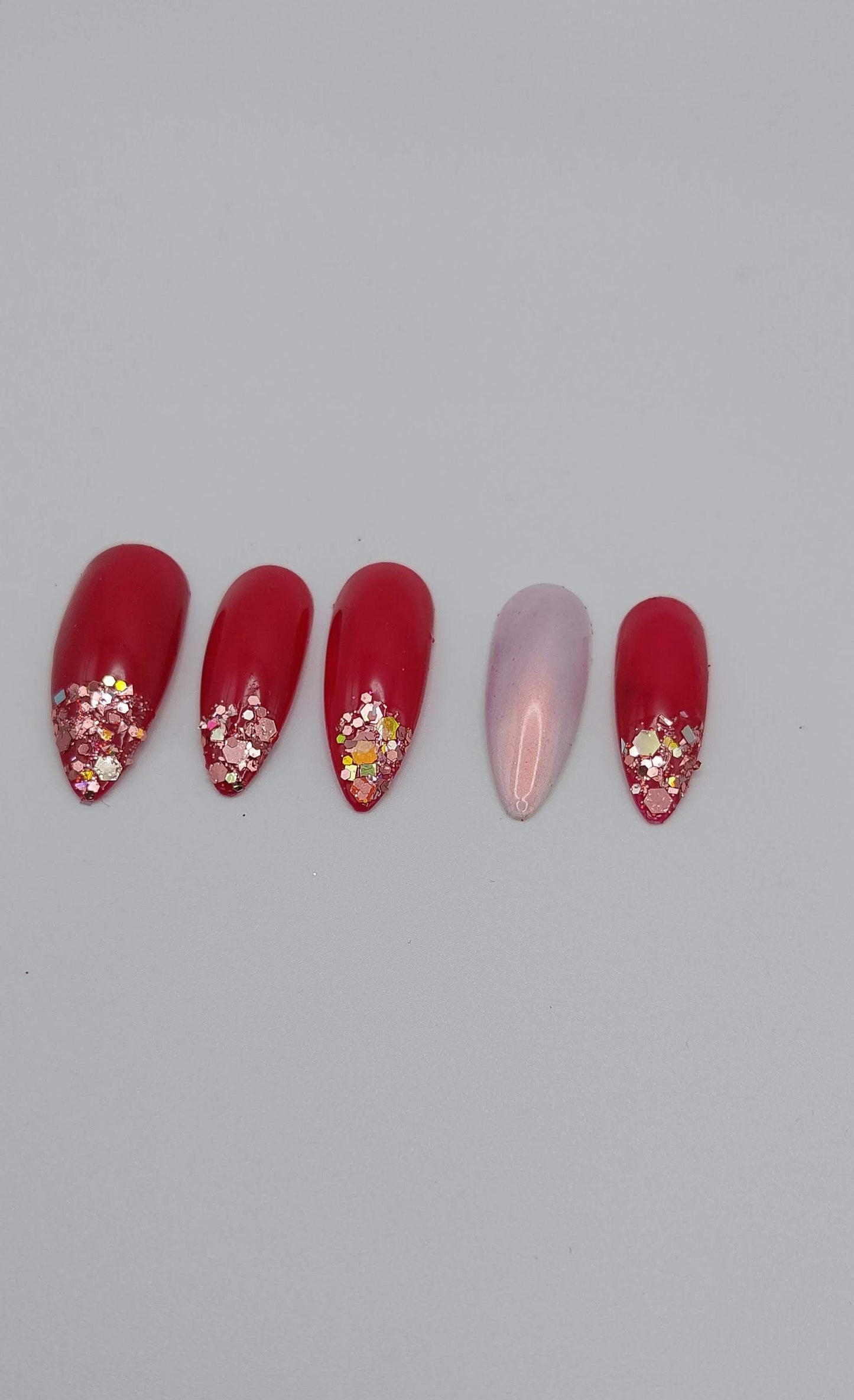 Hot Pink/ Light Pink Glitter Sparkle Valentine's Day Nails