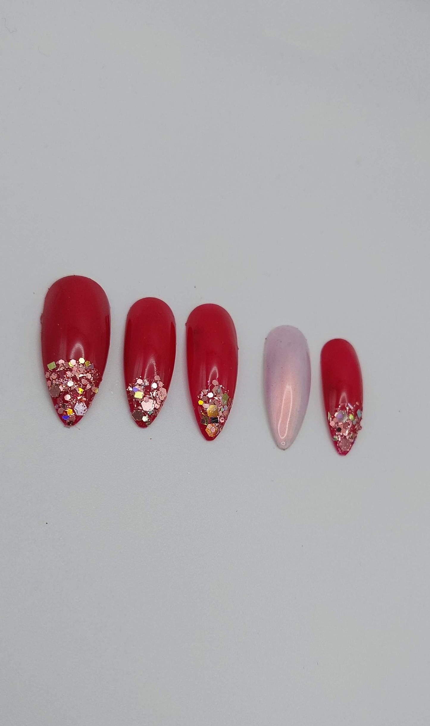 Hot Pink/ Light Pink Glitter Sparkle Valentine's Day Nails